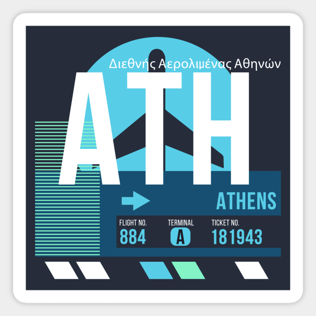 Athens (ATH) Airport // Sunset Baggage Tag Magnet by Now Boarding